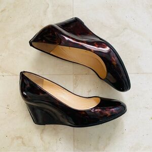 Christian Louboutin Made in Italy Black Brown Patent Leather Wedges Size 6/36